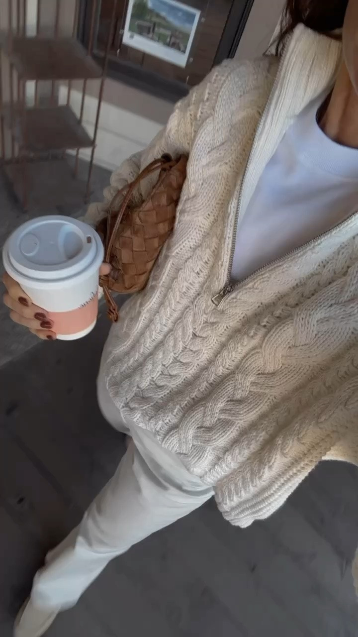 Cozy layers for morning breakfast 
Everything fits tts 
Jeans are a beautiful  ecru color and im wearing the 30” inseam and didn’t need to hem them

#LTKOver40