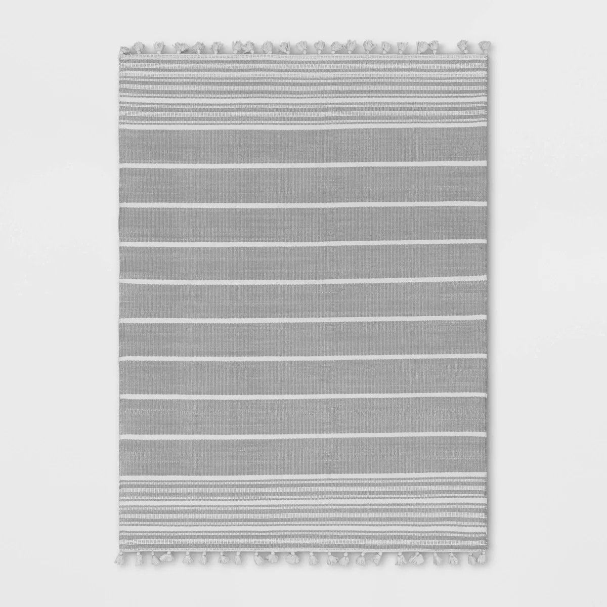 Pick Stitch Textured Stripe with Tassel Rug Jet Gray - Hearth & Hand™ with Magnolia | Target