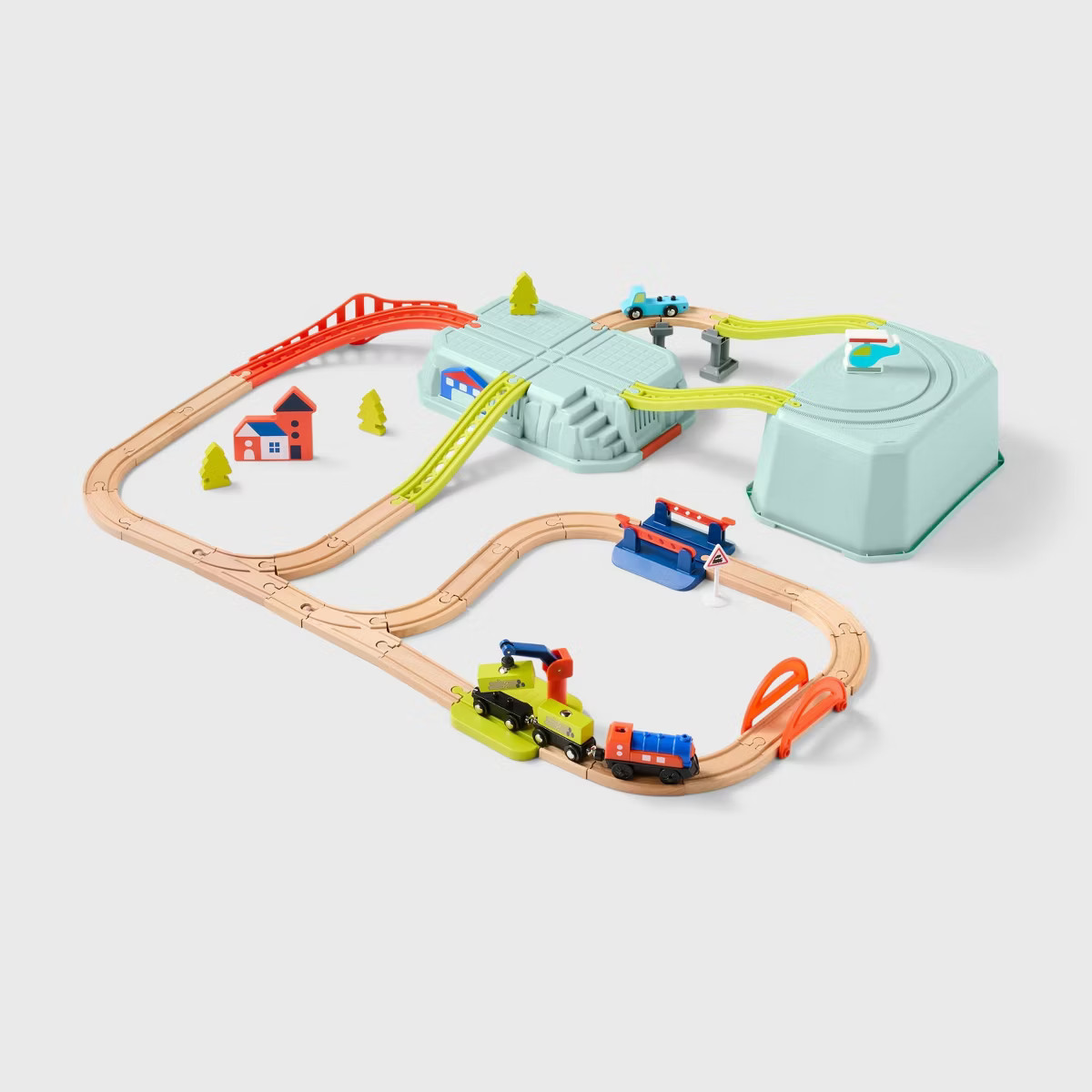 Train Set - Gigglescape™: Wooden & Plastic Toy, Railroad Crossing Gate, Tracks, Battery-Powered... | Target