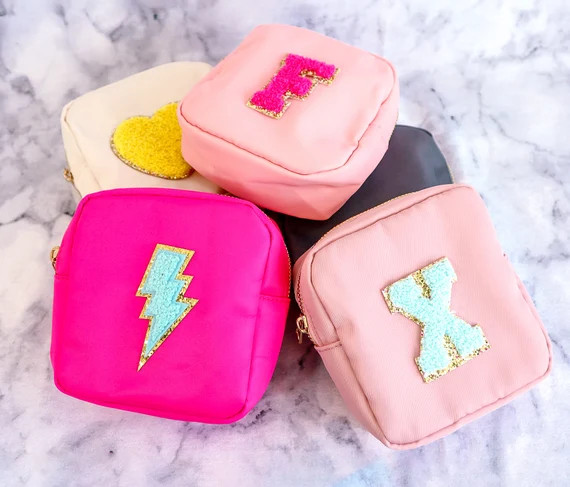 Bridesmaid Gifts Nylon Pouch With Patches Varsity Letter | Etsy | Etsy (US)