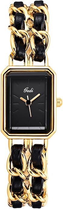 Gosasa Women's Elegant Dress Watch Chain Braid Band Fashion Square Bracelet Watches for Women Ret... | Amazon (US)