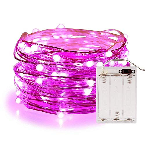 ANJAYLIA String Lights, 16.5Ft/5M 50leds Bright Light Party Home Festival Decorations Battery Operated Lights(Pink) | Amazon (US)