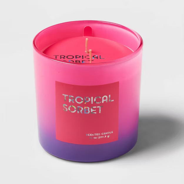 12oz Ombre Oval Candle Tropical Sorbet Hot Pink - Opalhouse™ | Target