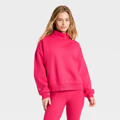 Women's Valentine's Day Mock Neck Sweatshirt - JoyLab™ Red L | Target