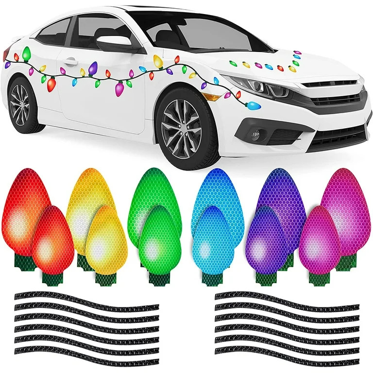 42 Pieces Christmas Car Magnets Set Include 24 Pcs Reflective Lights Bulb Car Magnet Automotive C... | Walmart (US)