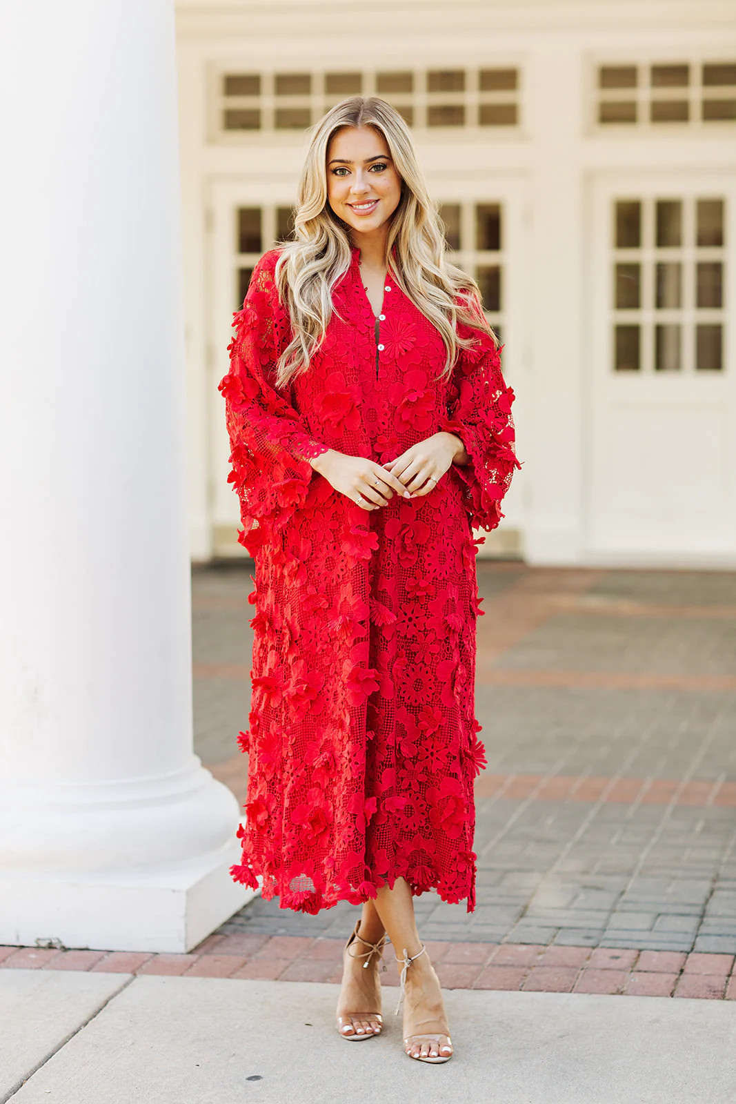 The Seraphina Midi Dress - Red | J.Marie