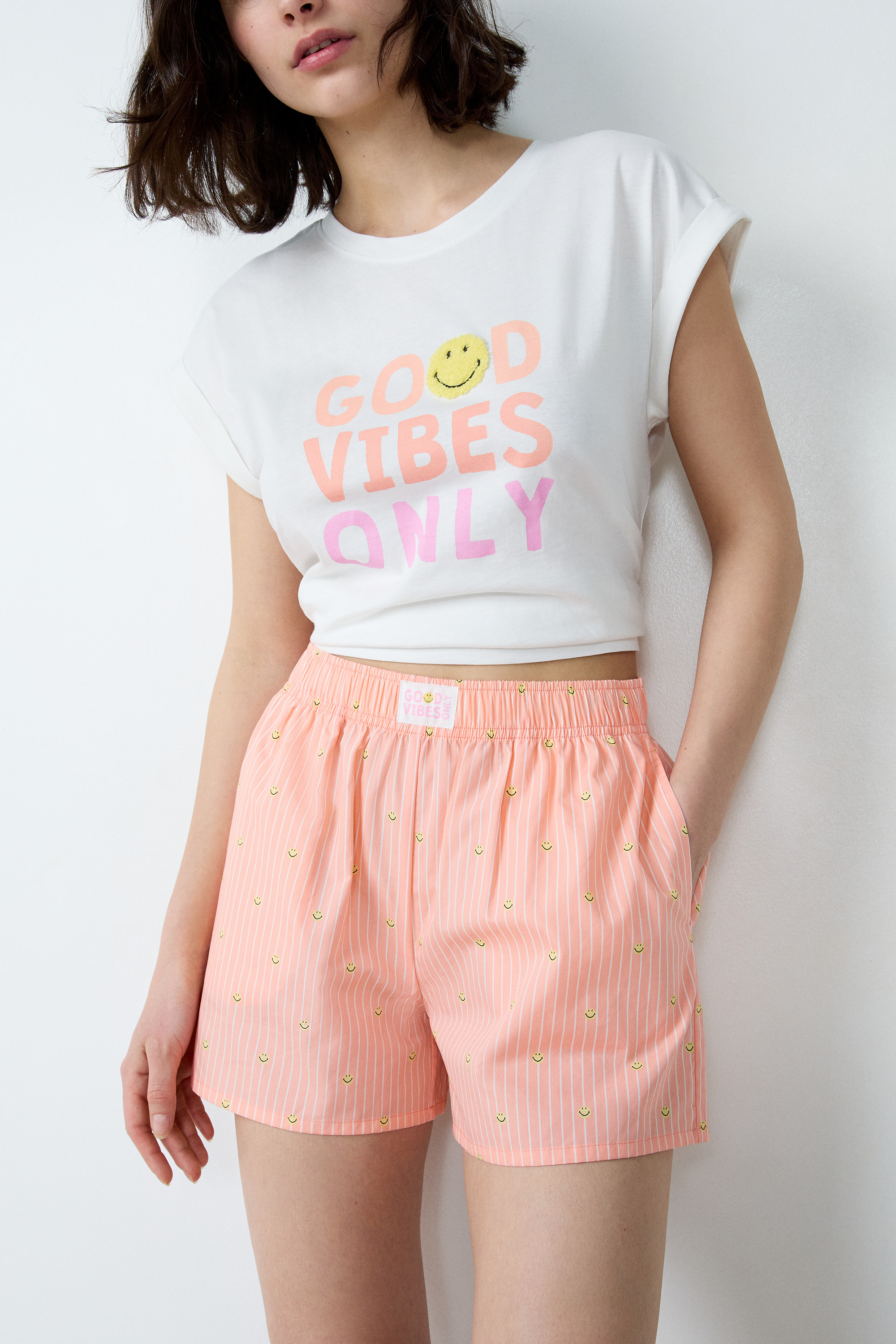 Short de pyjama à rayures en coton Smiley®ORIGINALS
                
                    





... | Etam FR