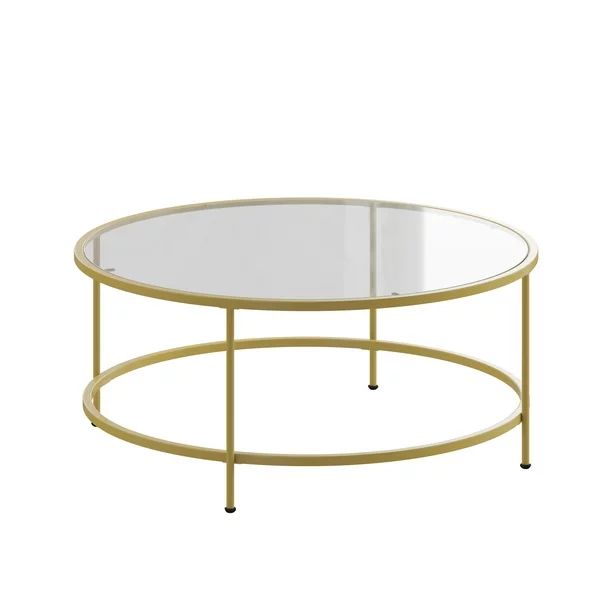 Flash Furniture Round Glass Coffee Table with Round Matte Gold Frame - Walmart.com | Walmart (US)