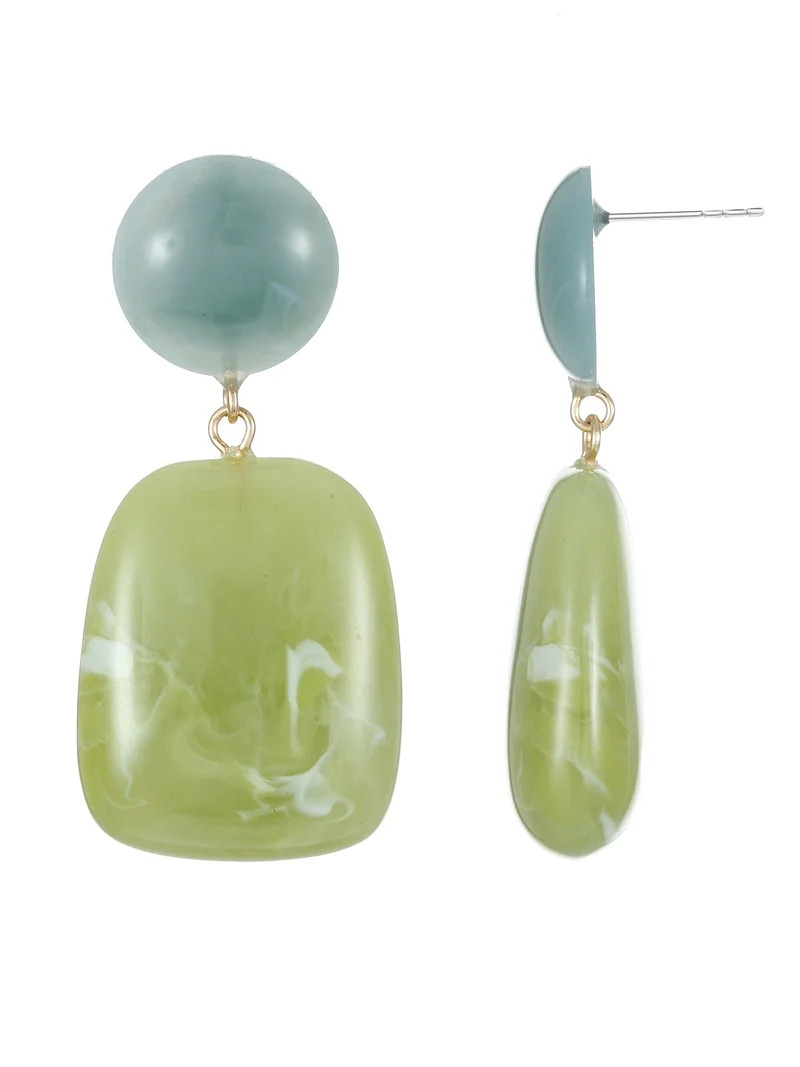 Time and Tru Blue/ Green Statement Earrings - Walmart.com | Walmart (US)