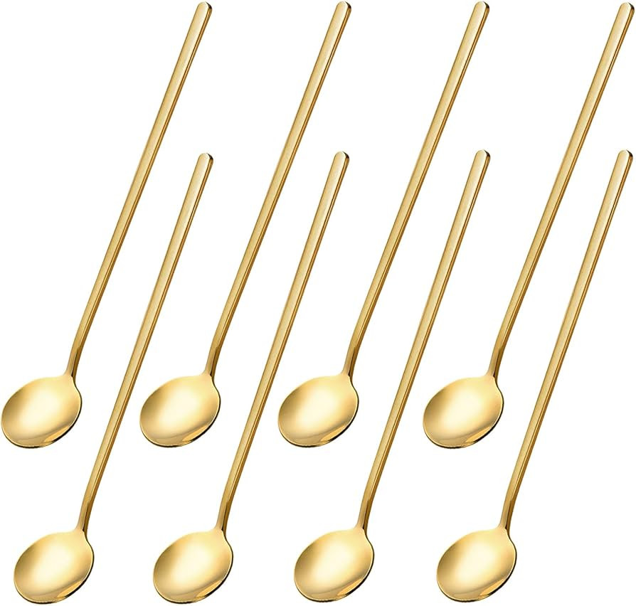 8PCS 6.7Inches Gold Coffee Spoons for Coffee Bar Coffee Station, Gold Long Handle Stirring Spoon ... | Amazon (US)