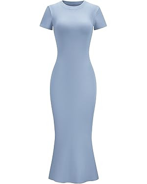 LOMON Women Fishtail Hem Ribbed Maxi Dresses Summer Casual Stylish Y2k Sexy Fitted Lady Elegant C... | Amazon (US)