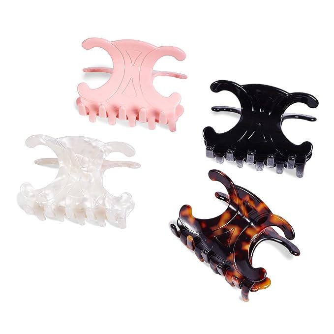 Premium durable acetate butterfly hair clips, 4 Pack. Medium Size Acetate Hair Claw Clips with Se... | Amazon (US)