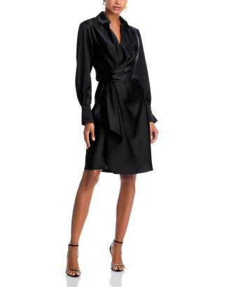 Short Satin Long Sleeve Dress - Exclusive | Bloomingdale's (US)