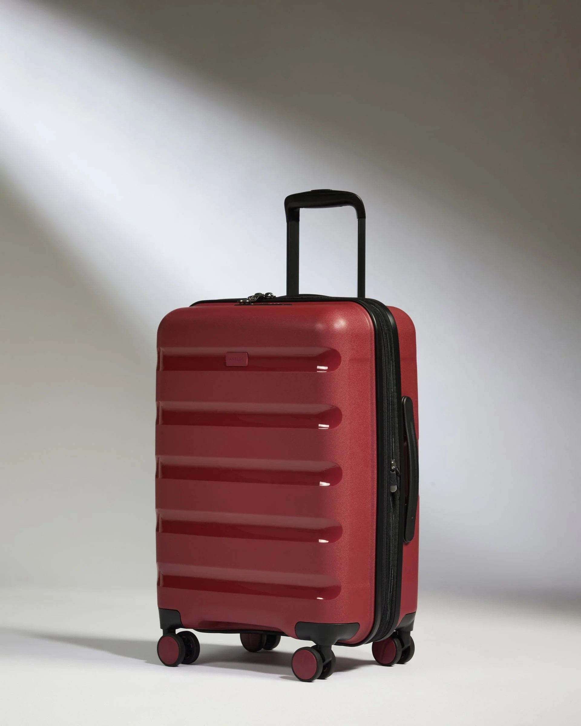 Expandable Cabin Suitcase Red - Logo Stripe | Lightweight Hard Shell Luggage | Antler UK