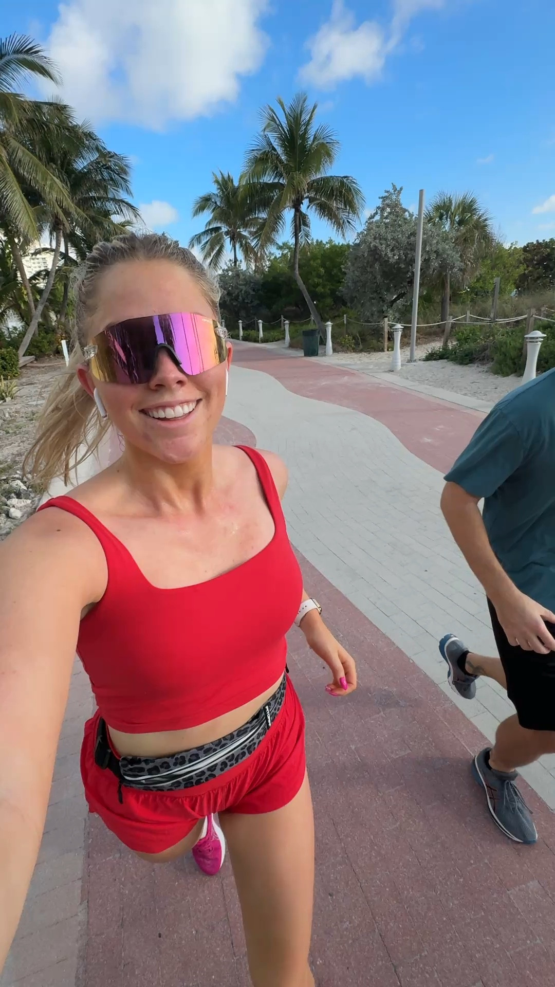 Red and pink running outfit while on our vacation valentines week!! 

| workout outfit | activewear | women’s athletic wear | runner 

#LTKActive #LTKFitness
