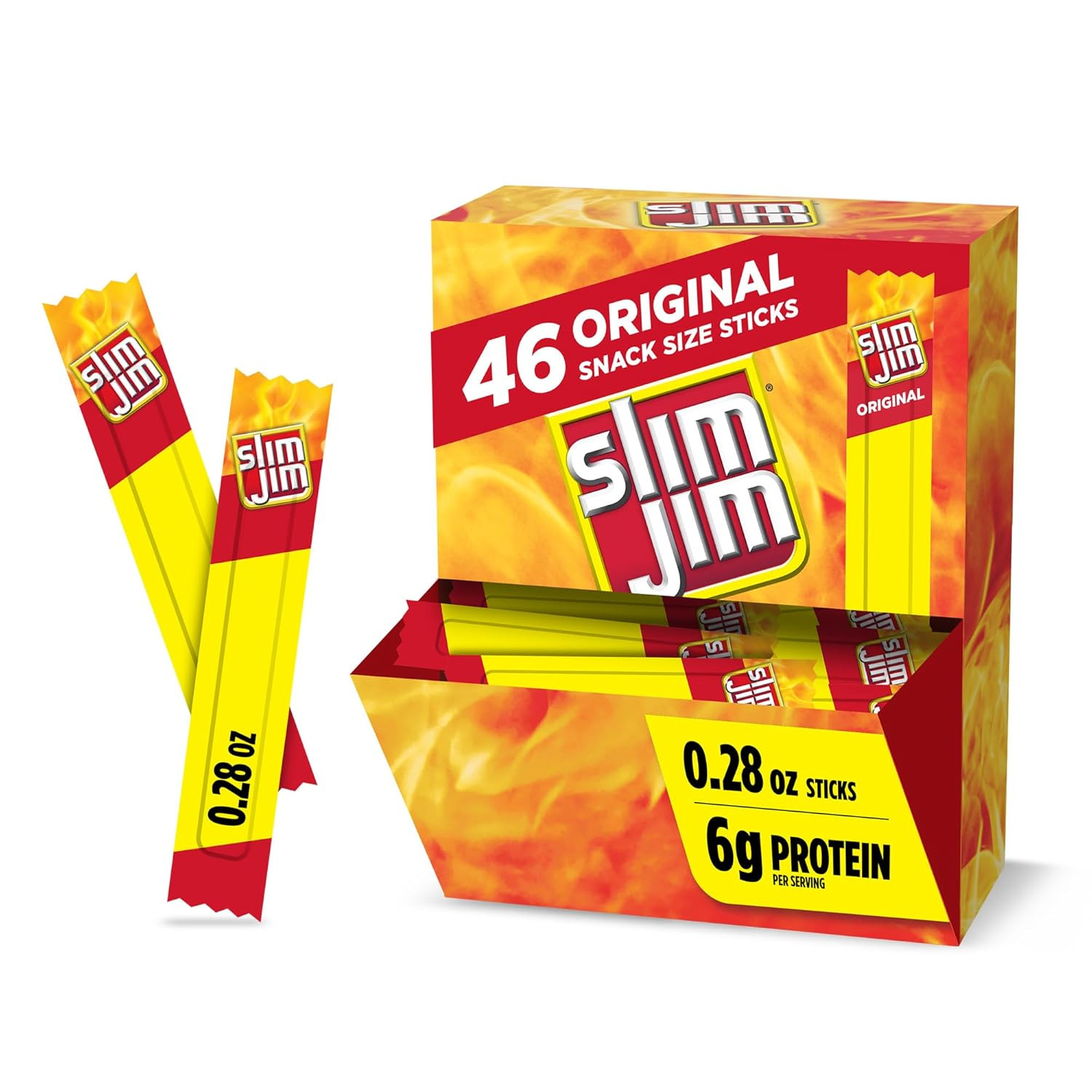 Slim Jim Smoked Meat Sticks, Original Flavor, 6g Protein Per Serving, Snack Size, Stocking Stuffe... | Amazon (US)