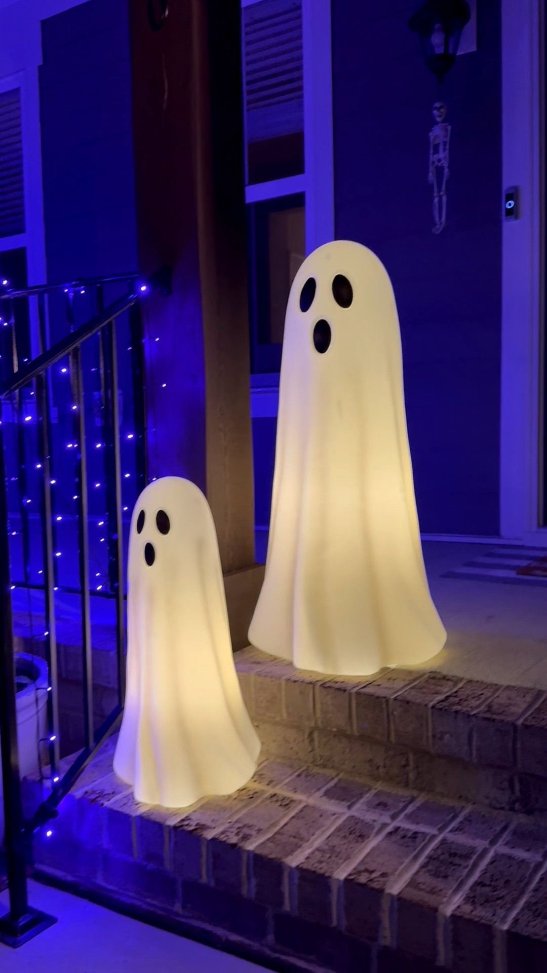 The ghosts look even more awesome at night, loving the start to our Halloween decorating! 

#halloween 

#LTKSeasonal #LTKHalloween #LTKHome