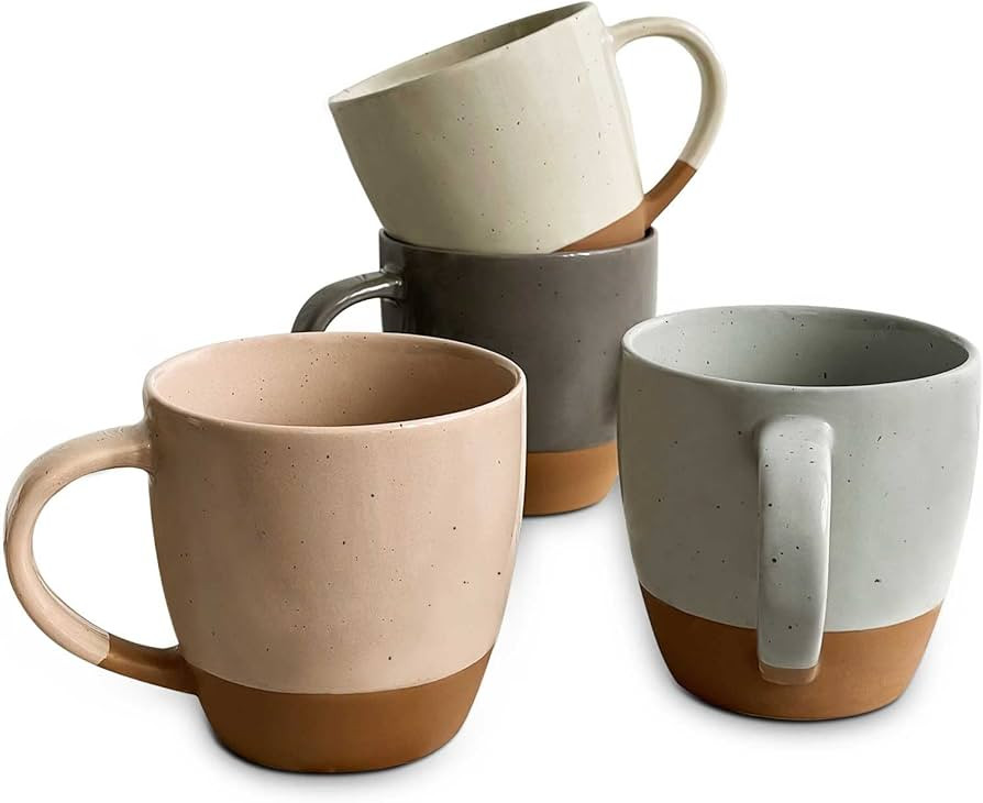 Mora Ceramic Large Latte Mug Set of 4, 16oz - Microwavable, Porcelain Coffee Cups With Big Handle... | Amazon (US)