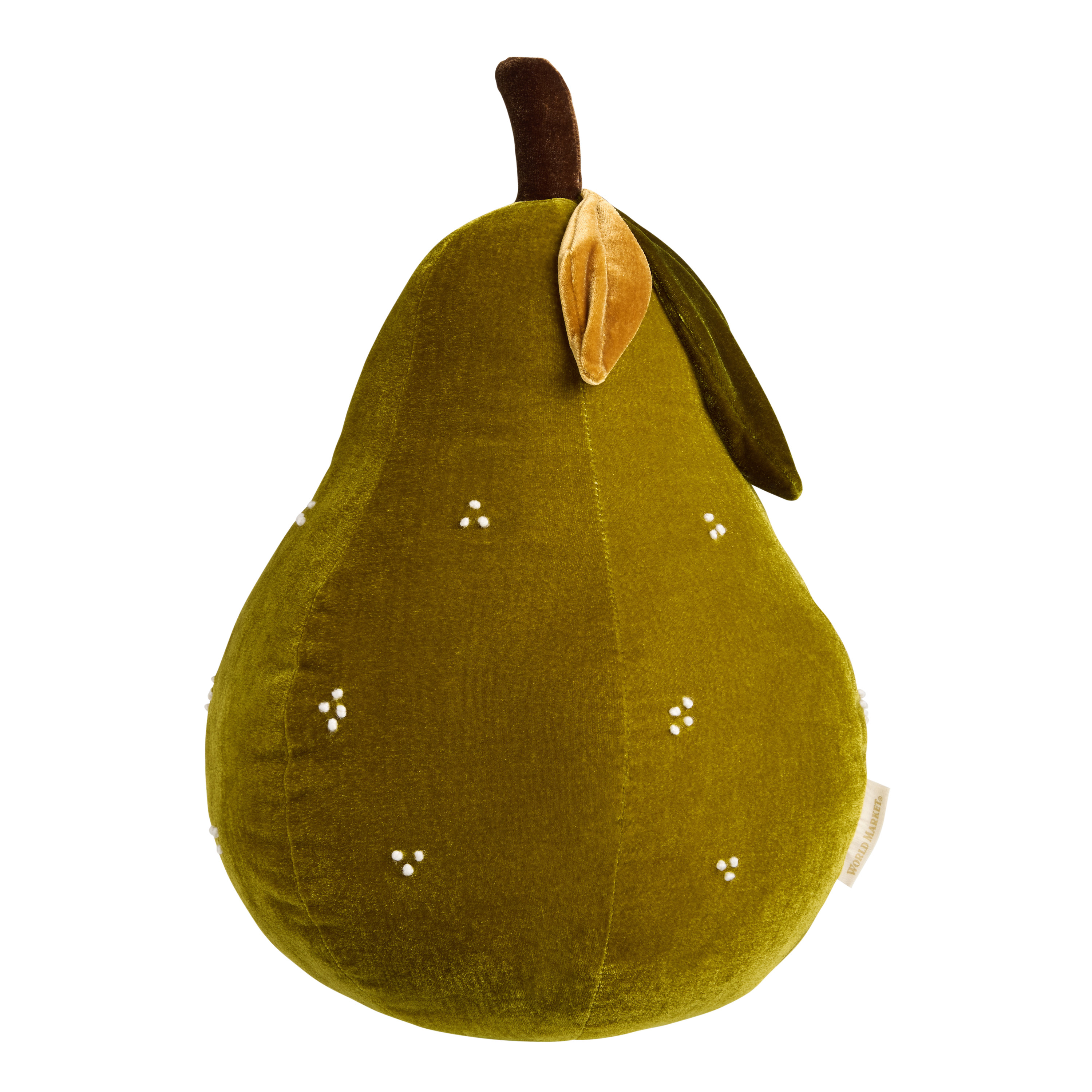 Green Velvet Pear Shaped Throw Pillow | World Market