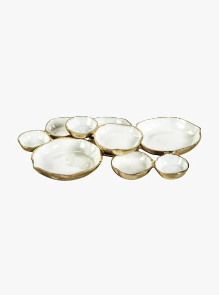 9 Cluster Serving Tray (White and Gold) | Amazon (US)