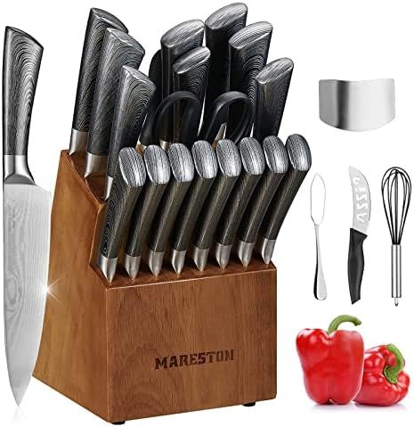 Kitchen Knife Set with Block - 24 pcs Home Essentials High Carbon German Stainless Steel Knives S... | Amazon (US)