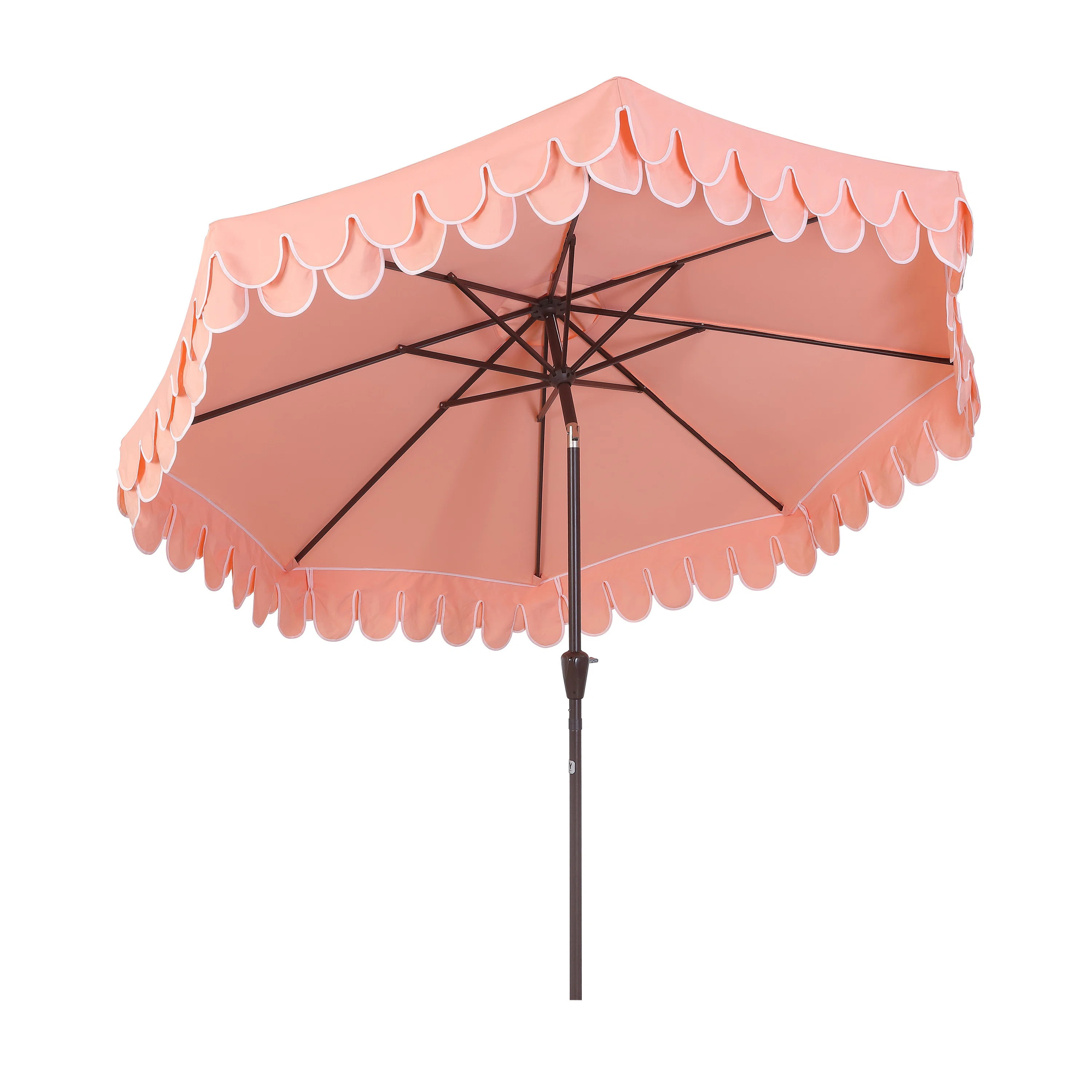 Beeliar 9 ft. Classic Scalloped Fringe Market Patio Umbrella with Auto-Tilt, Crank, and UV Protec... | Wayfair North America