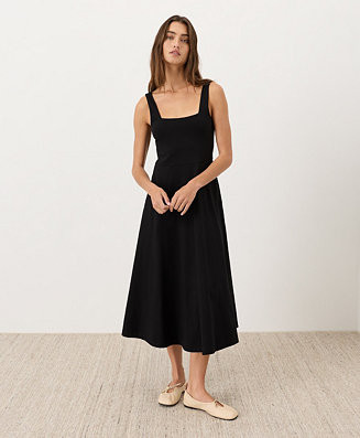 Women's Organic Cotton Fit & Flare Square Neck Dress | Macy's