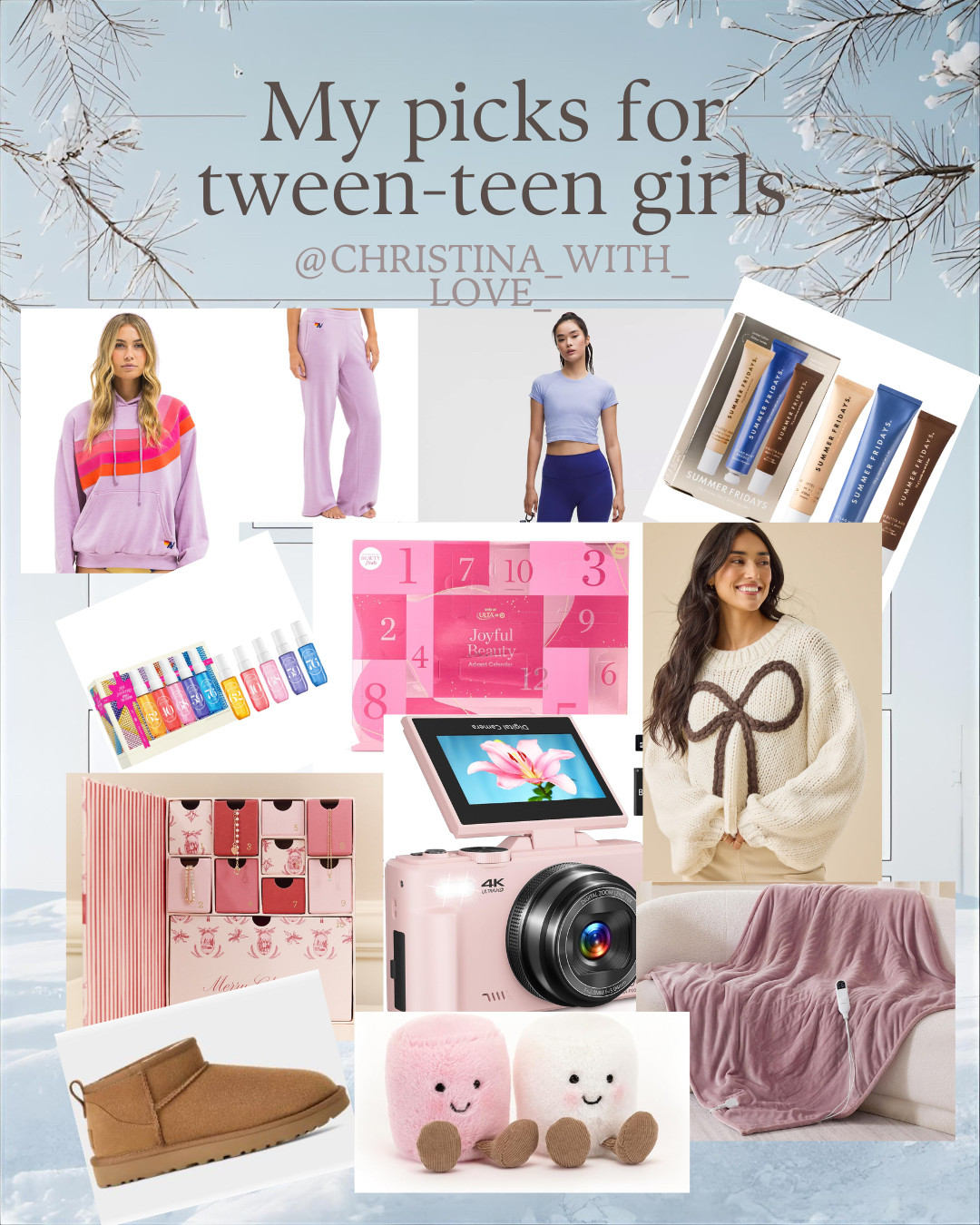✨ Teen Girl Gift Guide 2025 ✨
Because shopping for teens shouldn’t require psychic powers 😅
From viral beauty finds(like the holiday pimple patches!) to cozy accessories and must-have gadgets — I rounded up everything they actually want this year (and nothing that’ll end up in the “thanks, Mom” pile).
🎁 Linked it all in my LTK so you can check off your list early — sister, daughter, niece, BFF — covered.
#TeenGiftGuide #HolidayGifts #AmazonFinds #TargetFinds #GiftIdeas #StockingStuffers #ChristmasGifts #TeenStyle #HolidayShopping #christina_with_love_ 

 

#LTKHoliday #LTKGiftGuide