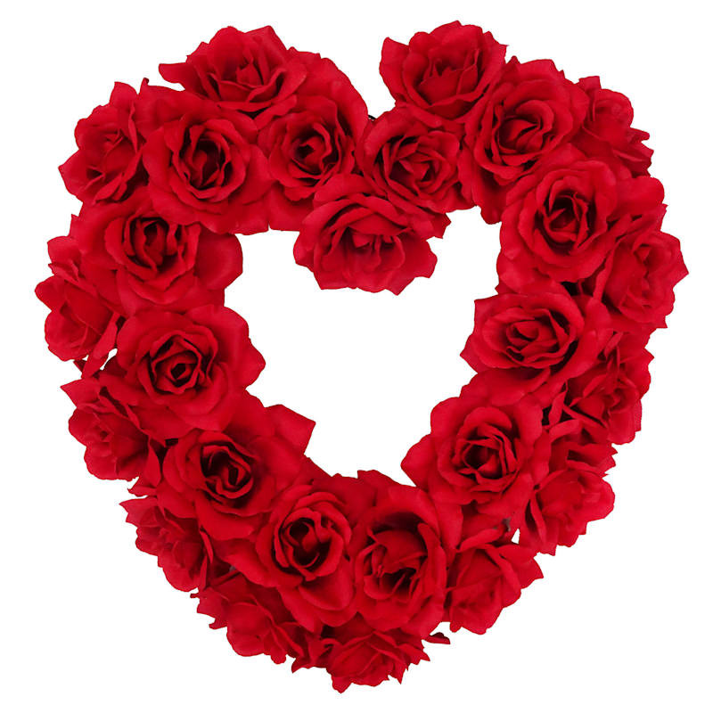 RED MICROPEACH ROSE HEART WREATH | At Home