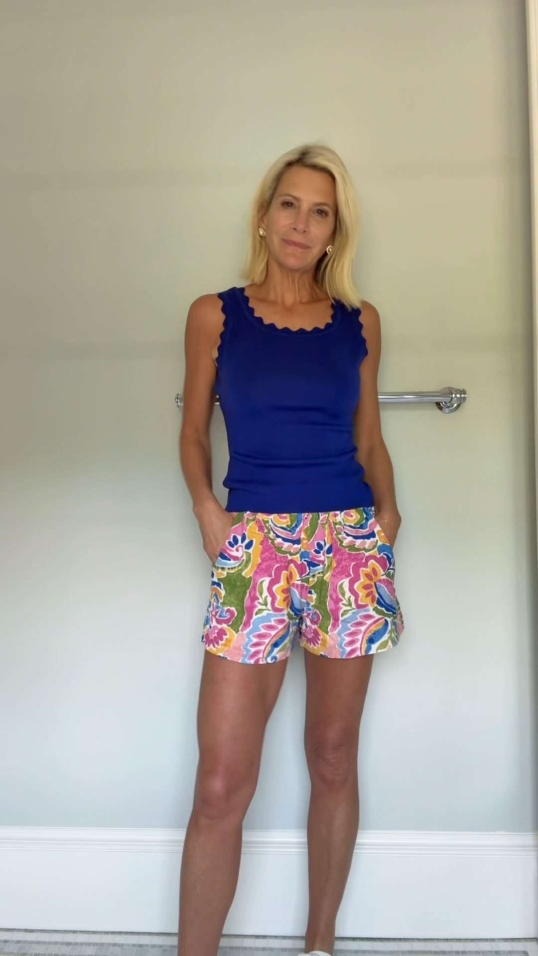 Colorful Printed Shorts Outfit for Summer. 

 #LTKootd #LTKSeasonal #LTKOver40