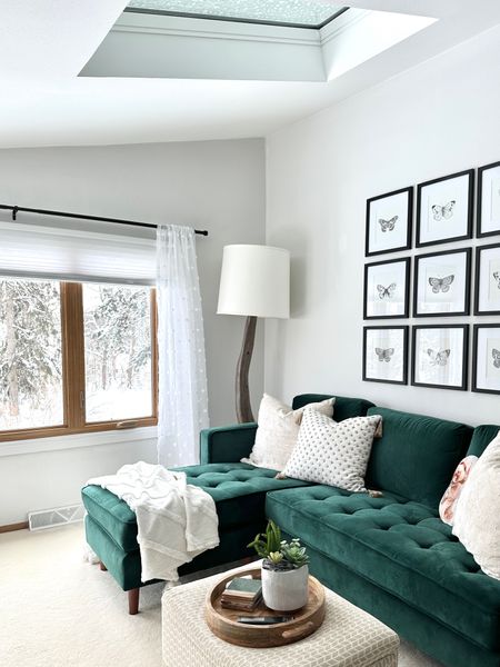 Lovely lounging spot.
Velvet sofa / green couch / green velvet couch / green sofa / velvet couch / gallery wall / bedroom / bedroom decor / sitting area / nook / home decor / living room / sheer curtain / white curtain

#LTKhome