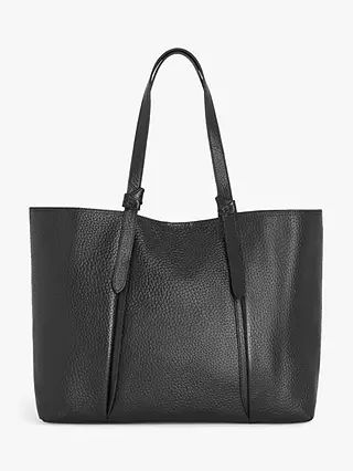 John Lewis Knot Handle Leather Tote Bag, Black Leather | John Lewis (UK)