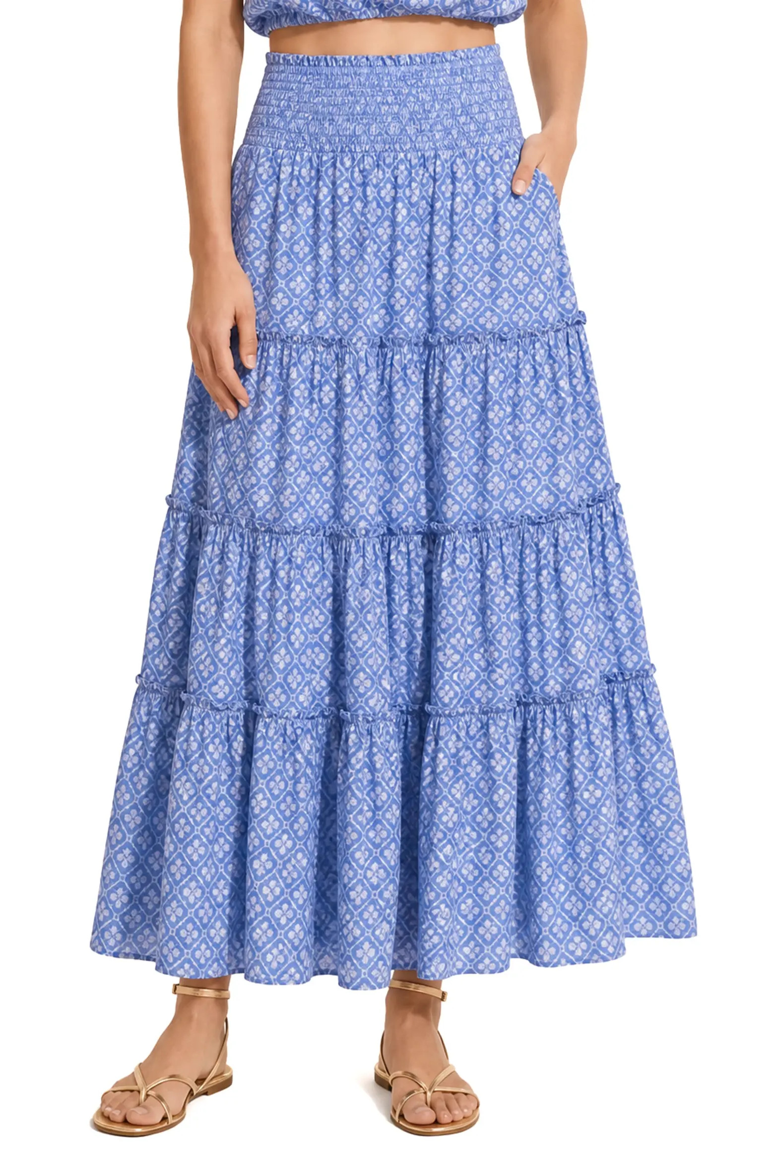 Change of Scenery Charlie Eyelet Embroidered Smock Waist Slit Skirt (Women) | Nordstrom | Nordstrom