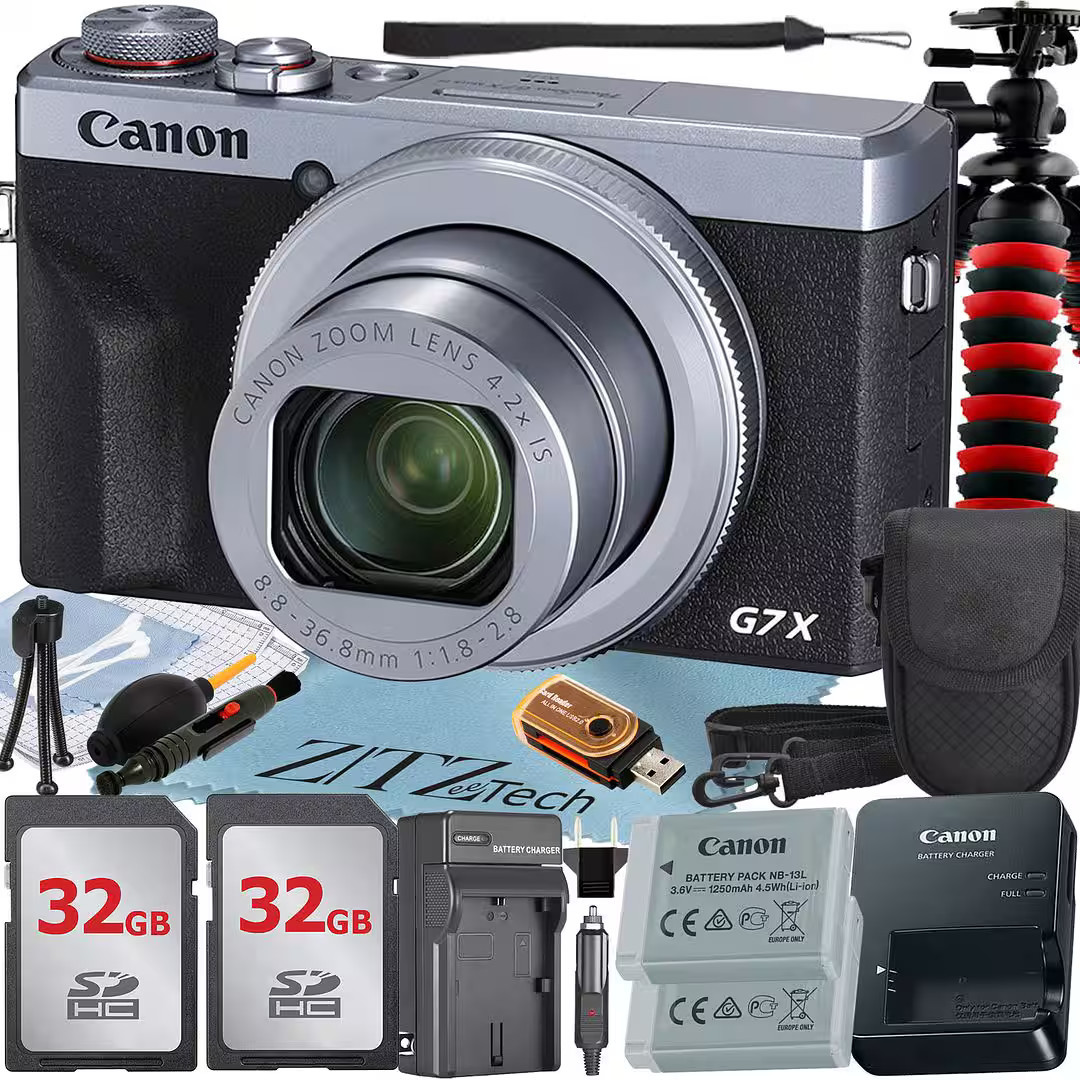 Canon - PowerShot G7 X Mark III Digital Camera with 2x 32GB Card + ZeeTech Pro Bundle (International Version) - Silver | Best Buy U.S.