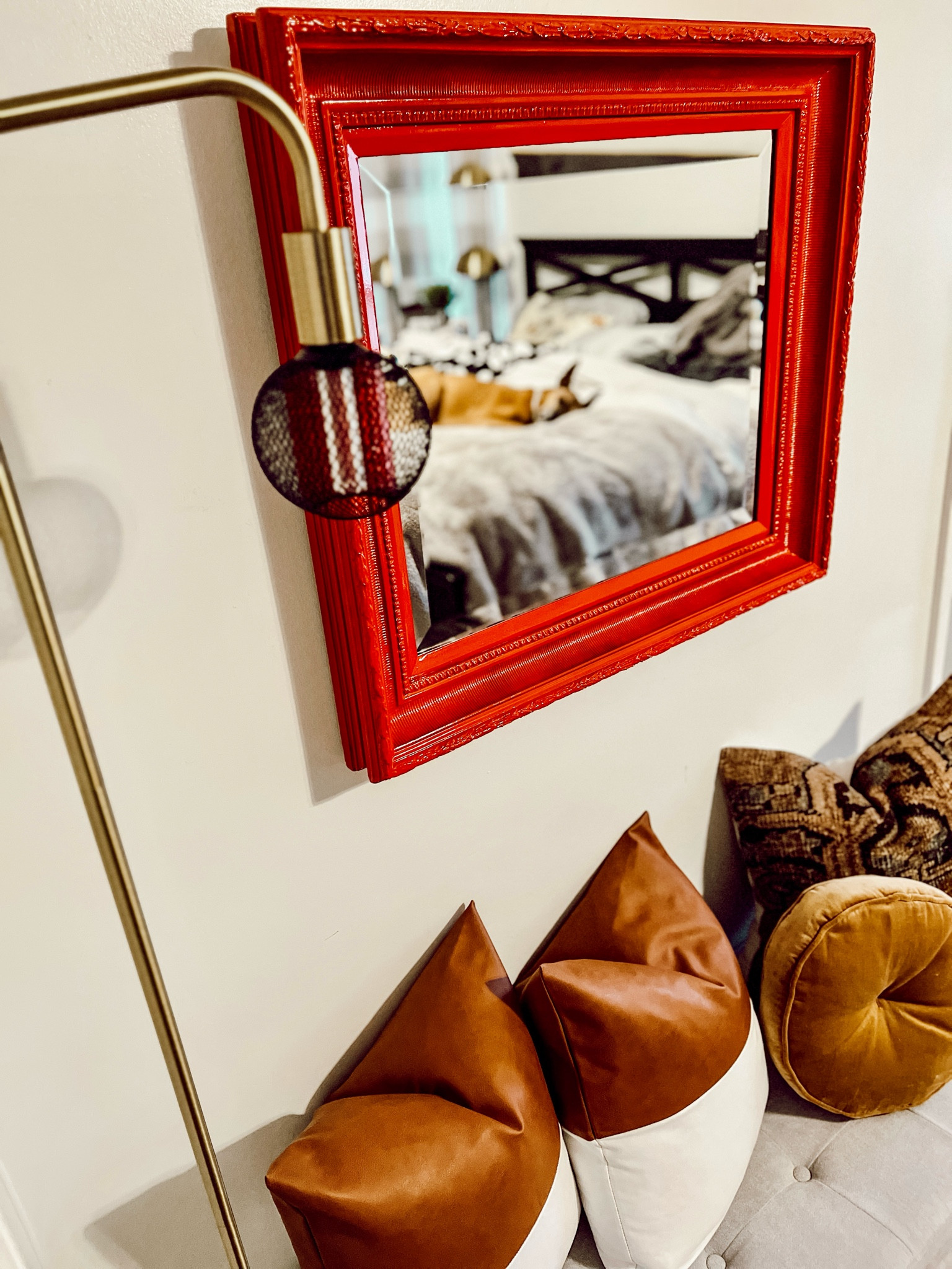 Newly styled bedroom corner with this re-purposed red mirror as my inspo ♥️…

#LTKhome