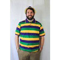 Mardi Gras Polo~Mardi Rugby Shirt~Mardi Adult Short Sleeve Polo Striped Shirt | Etsy (US)