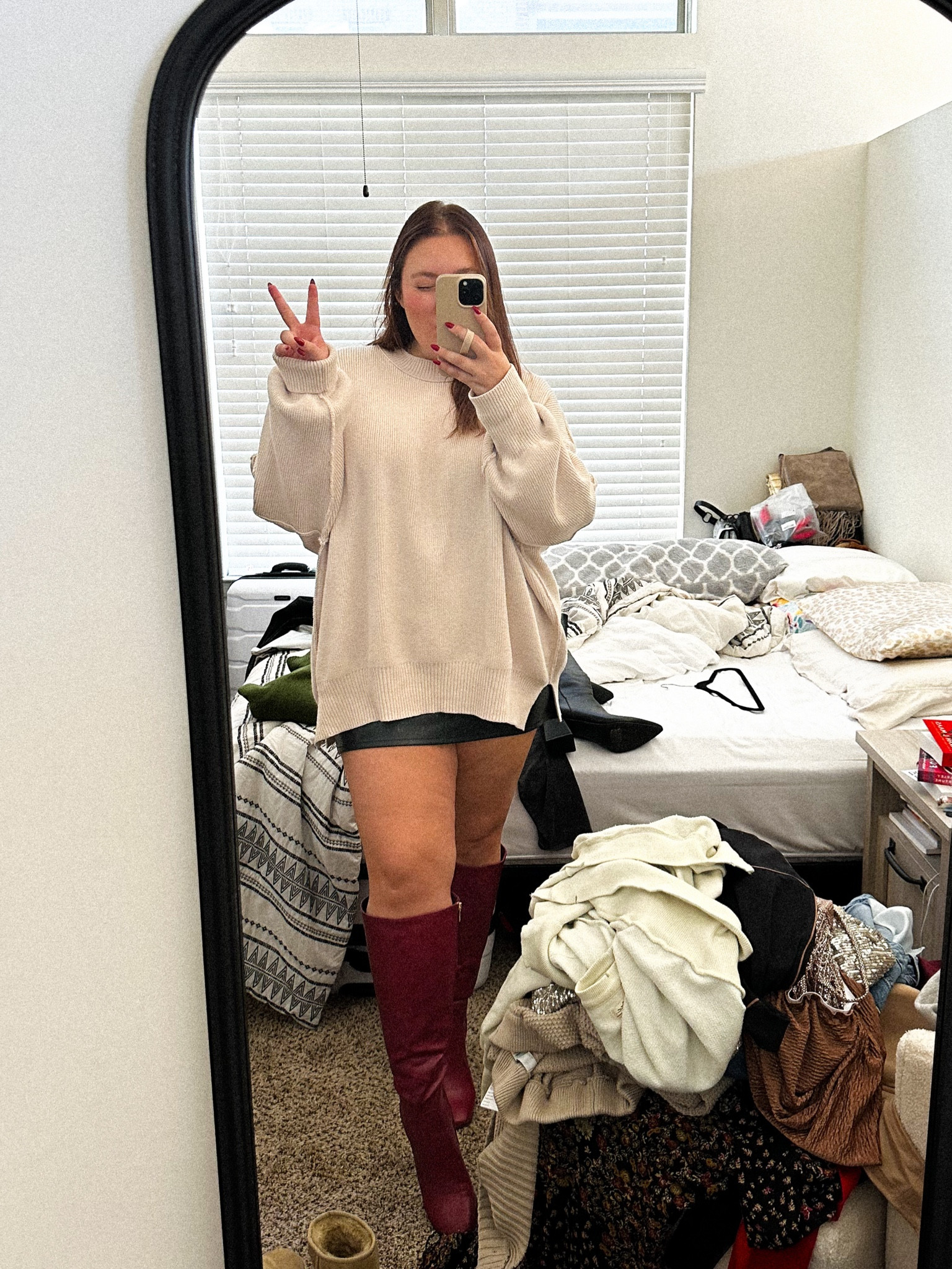 Comfy but elevated thanksgiving outfit you can still get!! XL in sweater, 16 in skirt, extra wide calf boots in my true size 11!

#LTKHoliday #LTKstyletip #LTKplussize