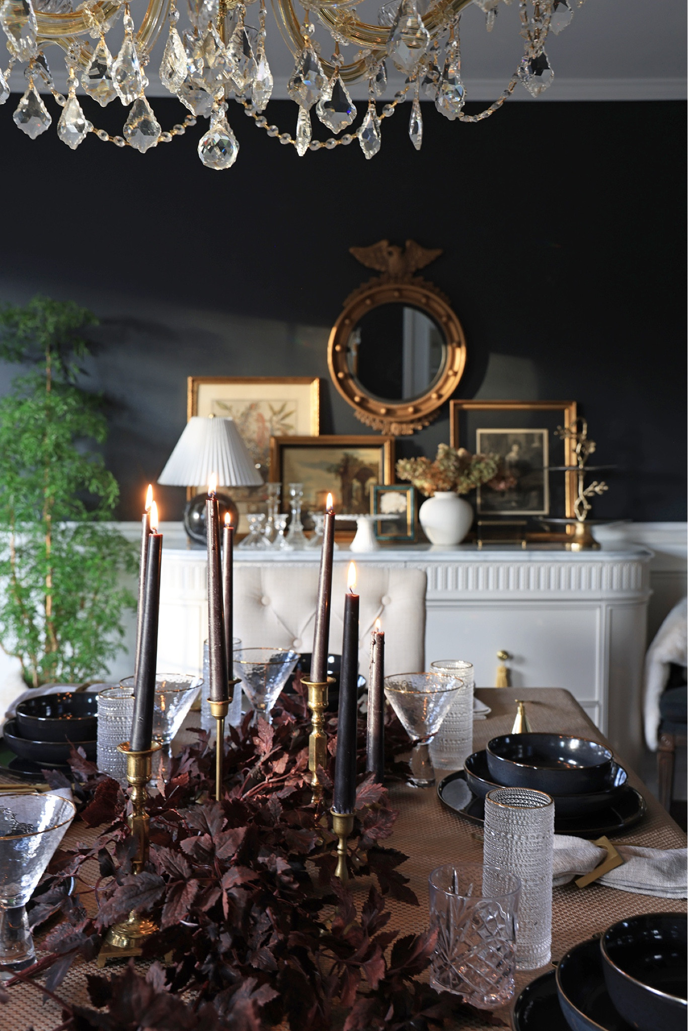 Table centerpiece | black taper candles & faux plum sprays

#LTKHome