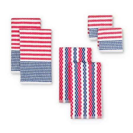 Mainstays Americana Cotton Kitchen Towels and Dishcloths, Set of 6 | Walmart (US)
