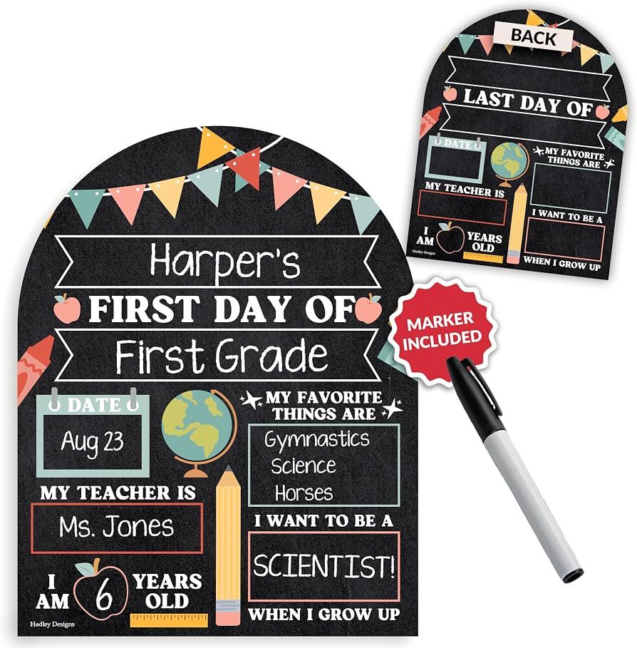 My First Day of School Sign with Marker -11"x14" Double-sided & Reusable Back to School Sign Boar... | Amazon (US)