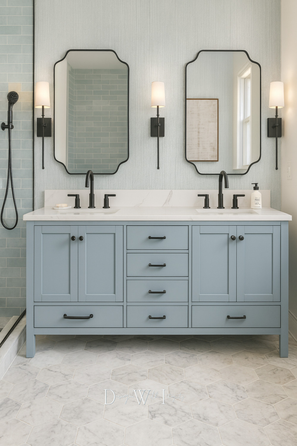 

This bathroom design feels fresh, tailored, and effortlessly timeless inspired by a curated digital mood board and brought to life through AI. Soft blue cabinetry anchors the space with calm sophistication, while crisp marble surfaces and classic tile details keep the look light and refined. Matte black fixtures add contrast and definition, creating a balanced mix of warmth and structure that feels both modern and enduring.
Designed to feel serene yet functional, every detail works together to create a bathroom that feels polished, welcoming, and beautifully lived in.

Shop the look on LTK to explore the curated selections and recreate this elevated bathroom style in your own home.

Images shown are for inspiration and were generated via AI from a digital mood board.


#bathroominspiration #interiordesign #shopthelook


bathroom decor
blue bathroom vanity
classic bathroom design
matte black fixtures
marble bathroom
double vanity bathroom
timeless bathroom style



#LTKHome