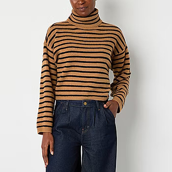 a.n.a Womens Turtleneck Long Sleeve Striped Pullover Sweater | JCPenney