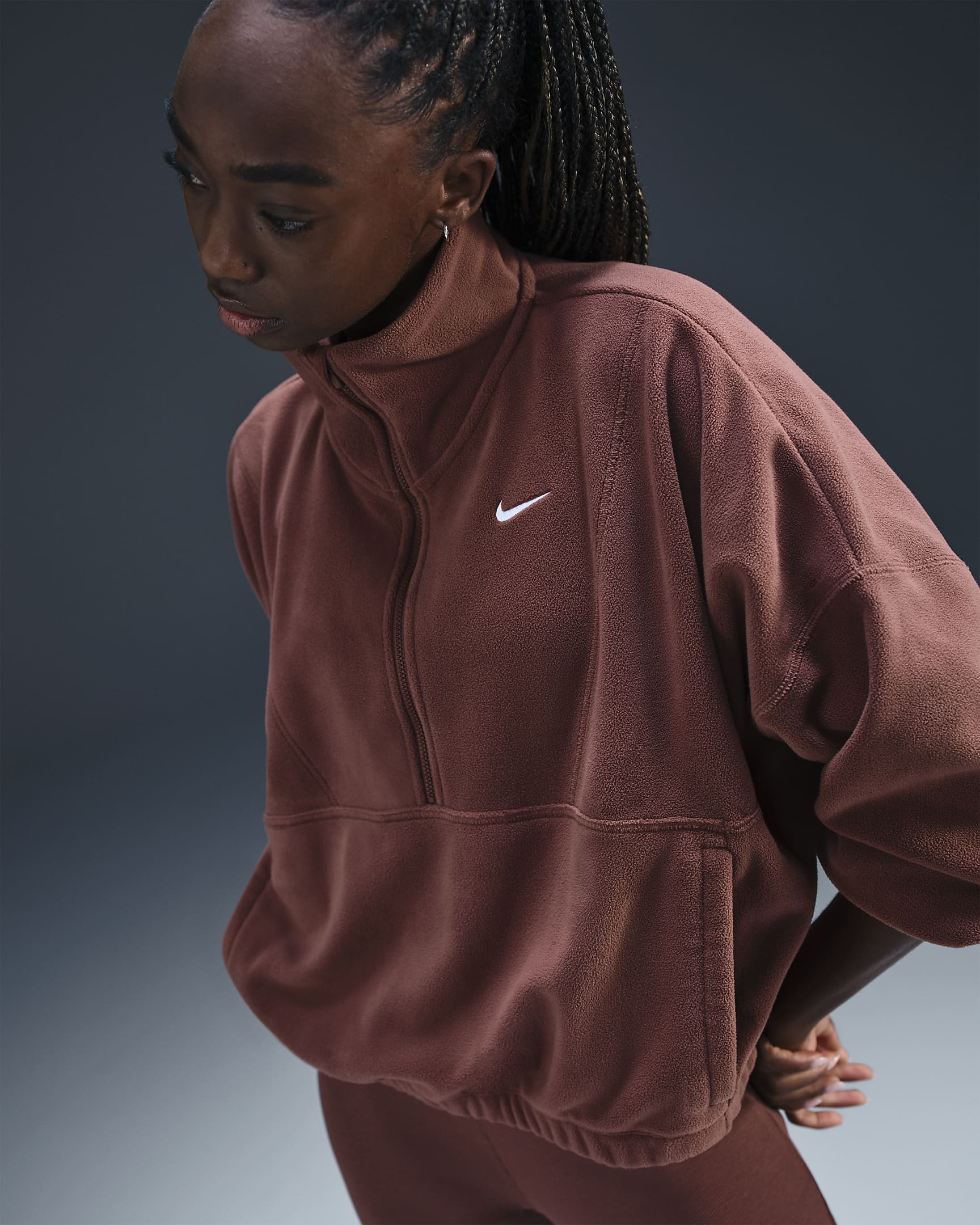 Sustainable MaterialsNike OneWomen's Therma-FIT Oversized 1/2-Zip Fleece Top | Nike (US)