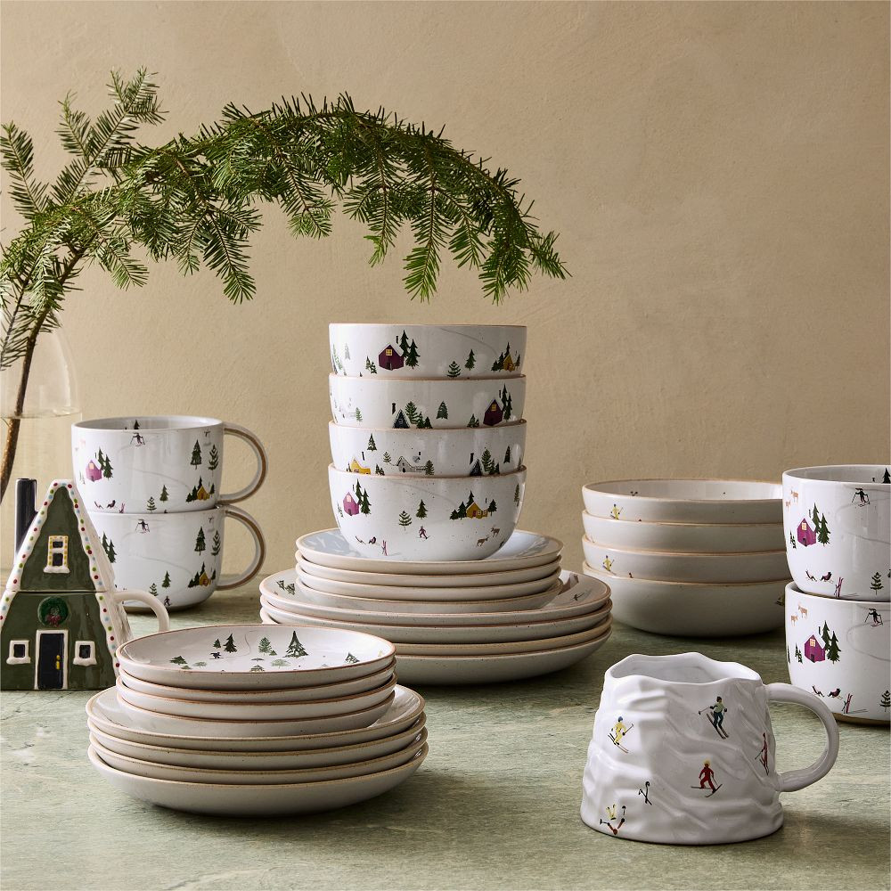 Holiday Skiers Stoneware Salad Plate | West Elm (US)