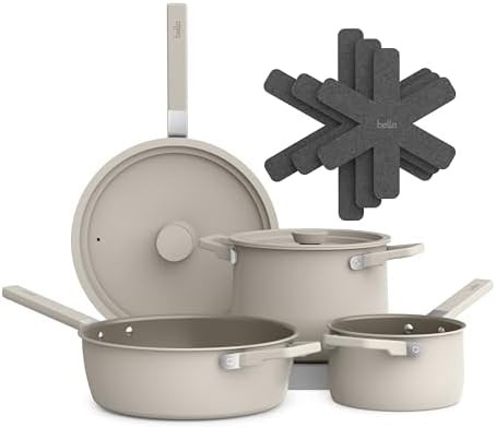 bella 9 Piece Ceramic Nonstick Cookware Set, Fits-anywhere™ Kitchenware w EverGood™ Coating, ... | Amazon (US)