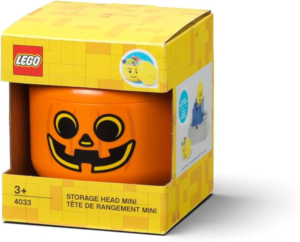 LEGO Storage Head (Mini) - Pumpkin - 4 x 4.5 Inches (10.2 x 11.5 cm) - Stackable Plastic Storage ... | Amazon (US)