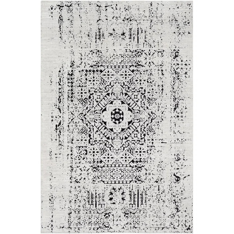 Kailee Oriental Cotton Black/White Area Rug | Wayfair North America