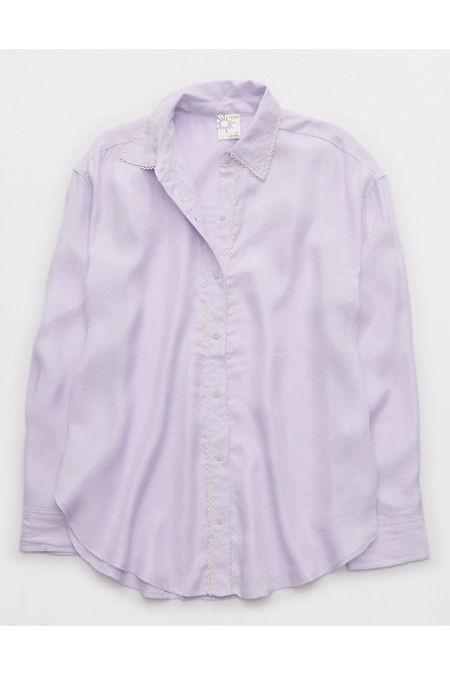 OFFLINE By Aerie You're So Smooth Button Up Shirt Women's Lavender Dawn S | Aerie