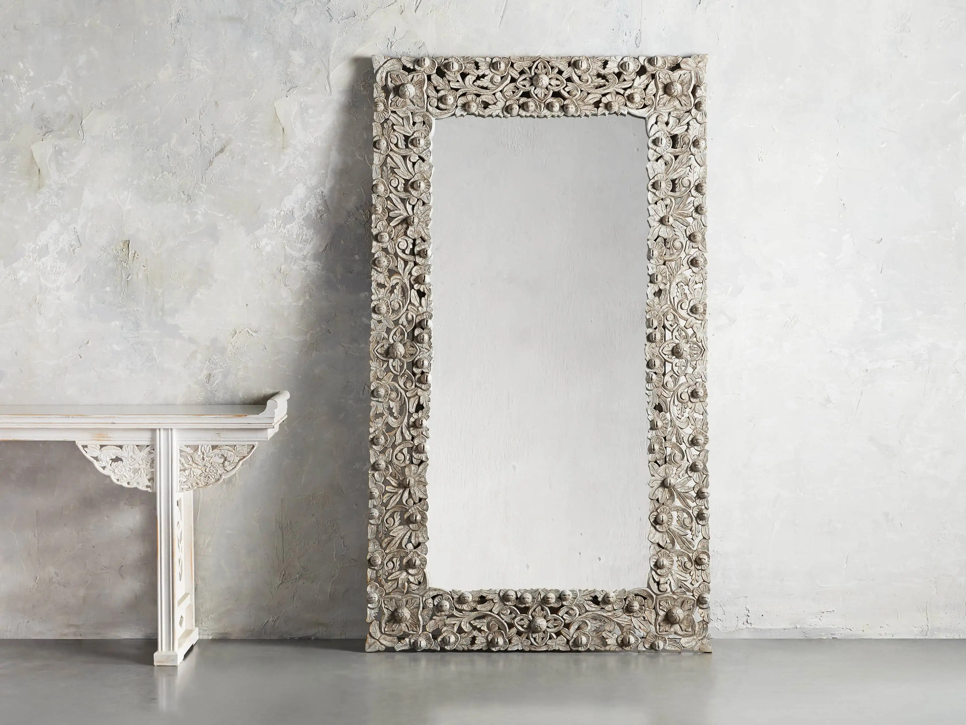 Flourish Grand Floor Mirror in Grey | Arhaus
