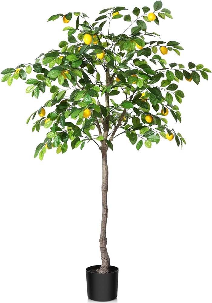 Kazeila Artificial Lemon Tree, 5 Feet Fake Lemon Plant, Pre Potted Faux Lemon Tree, Plastic Lemon... | Amazon (US)